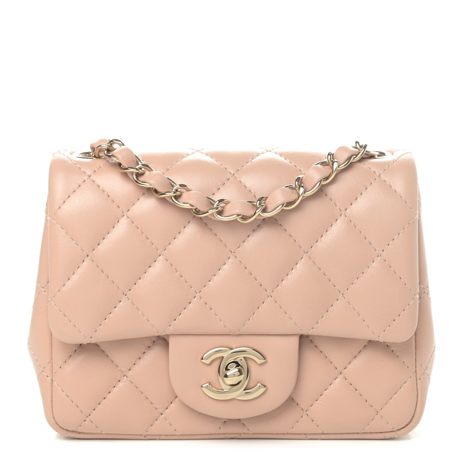 Chanel Lambskin Quilted Mini Square Flap Beige 1 of 5