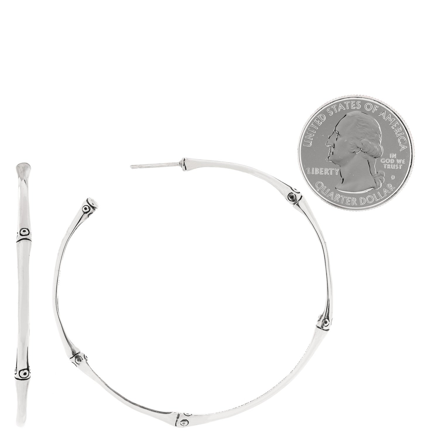 John Hardy Sterling Silver Large Bamboo Hoop Earrings 2 of 5