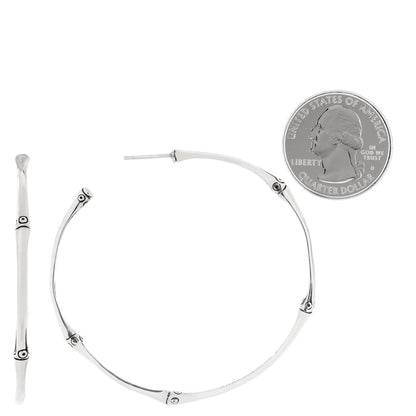 John Hardy Sterling Silver Large Bamboo Hoop Earrings 2 of 5