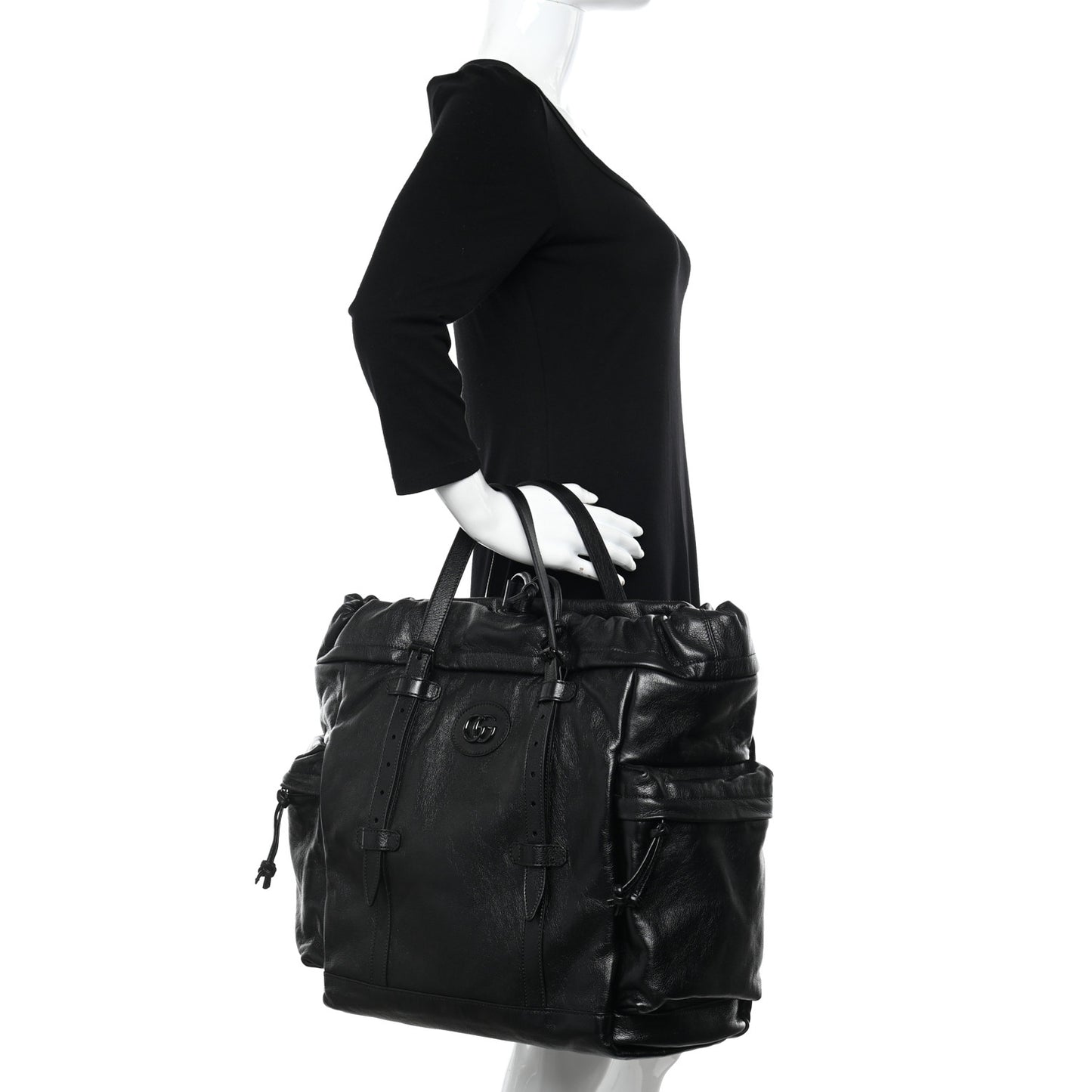 Piuma Lux Energy Monochrome Double G Drawstring Tote Black