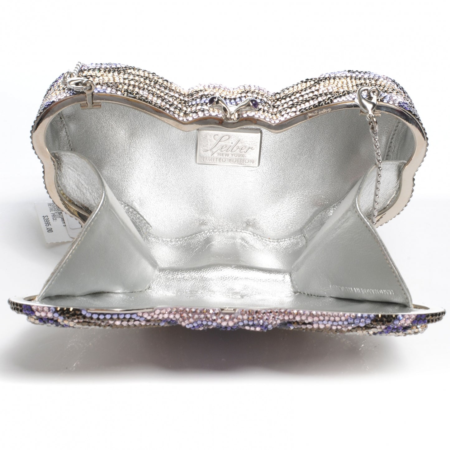 Austrian Crystal Butterfly Minaudiere Clutch Silver