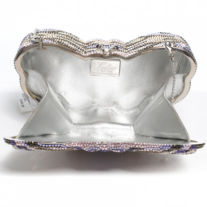 Judith Leiber Austrian Crystal Butterfly Minaudiere Clutch Silver 5 of 6