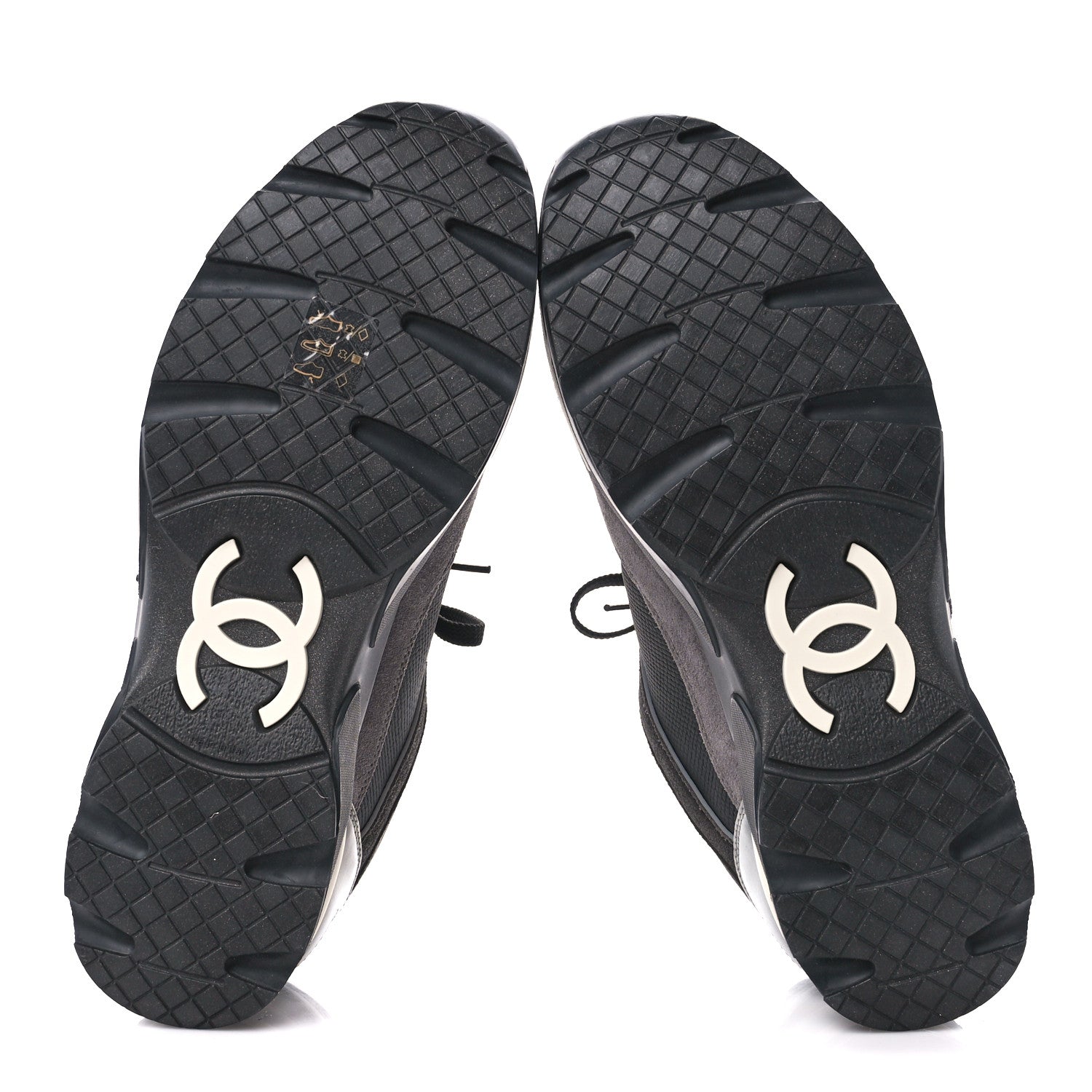 Chanel Calfskin Suede CC Sneakers 40 Black Grey 5 of 11