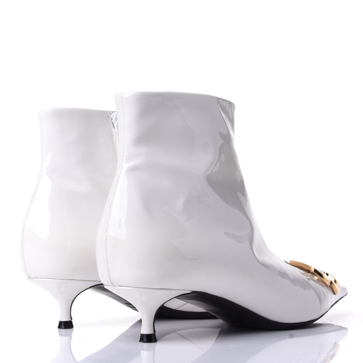 Balenciaga Patent BB Pointy Toe Ankle Booties 36 Optical White 4 of 10