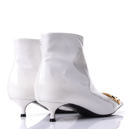 Balenciaga Patent BB Pointy Toe Ankle Booties 36 Optical White 4 of 10