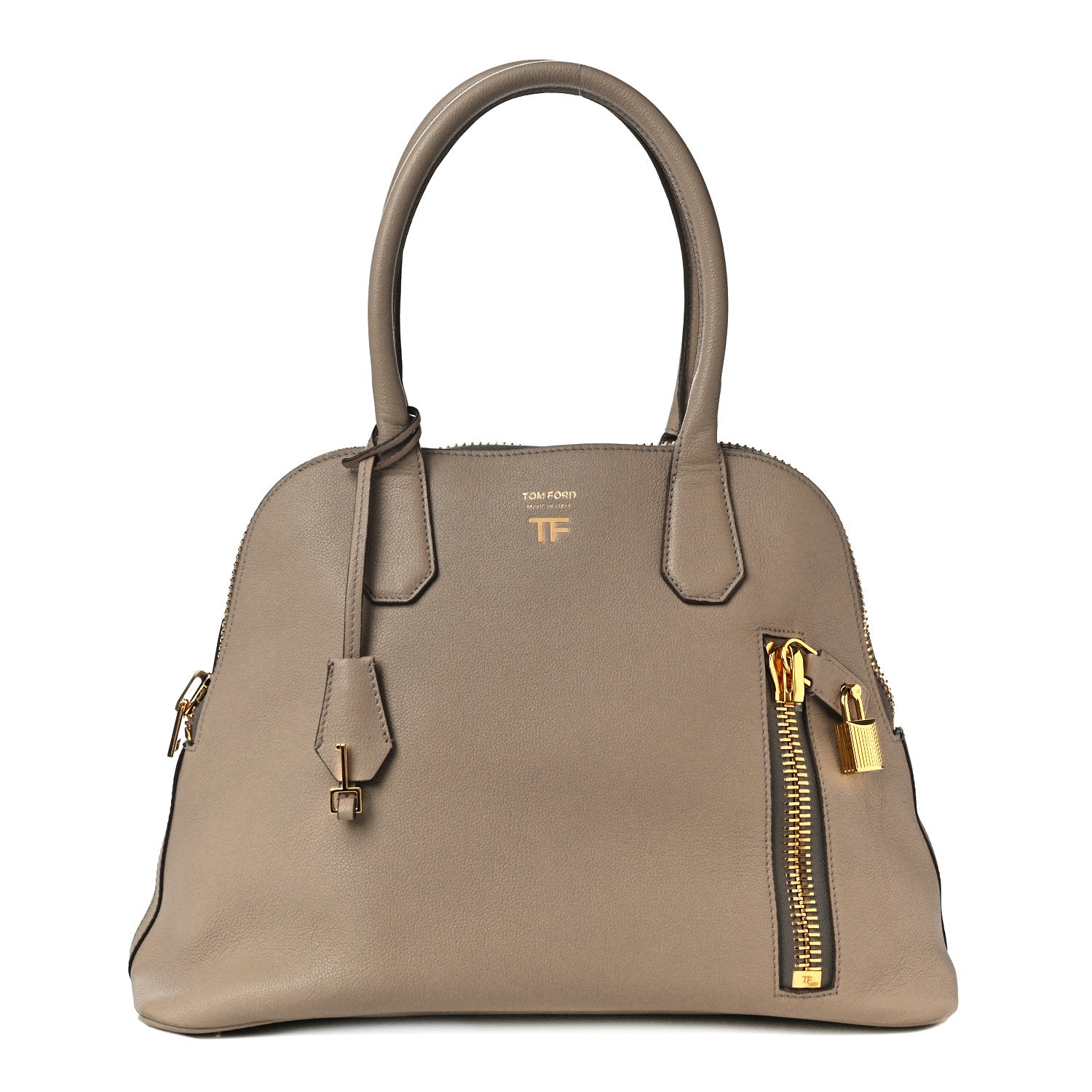 Tom Ford Pebbled Calfskin Medium Alix Dome Bag Taupe 1 of 9