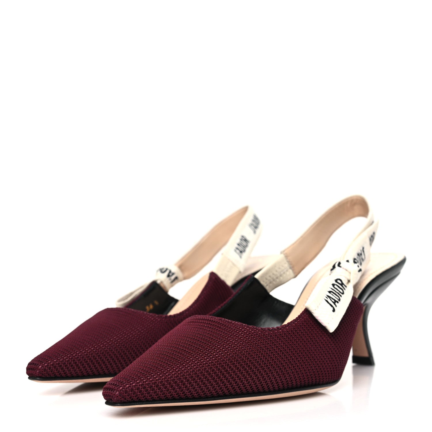 Christian Dior Technical Canvas Ribbon J Adior Slingback 65mm Pumps 36.5 Rouge Black 3 of 9