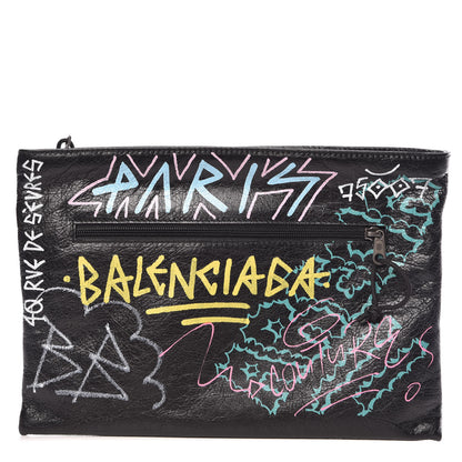 Balenciaga Agneau Arena Graffiti All Over Explorer Pouch Black Multicolor 1 of 8