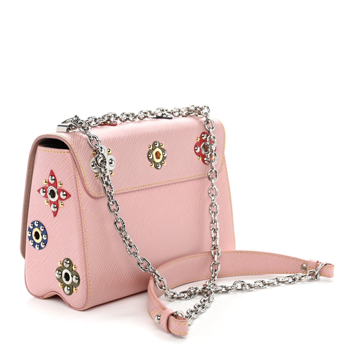 Louis Vuitton Epi Mechanical Flowers Twist Shoulder Bag MM Rose Ballerine 4 of 11