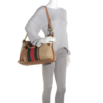 Gucci Monogram Web Medium Rania Top Handle Bag Sand 2 of 7