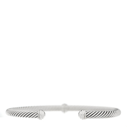 David Yurman Sterling Silver Diamond 4mm Cable Classics Single Station Bracelet 2 of 4