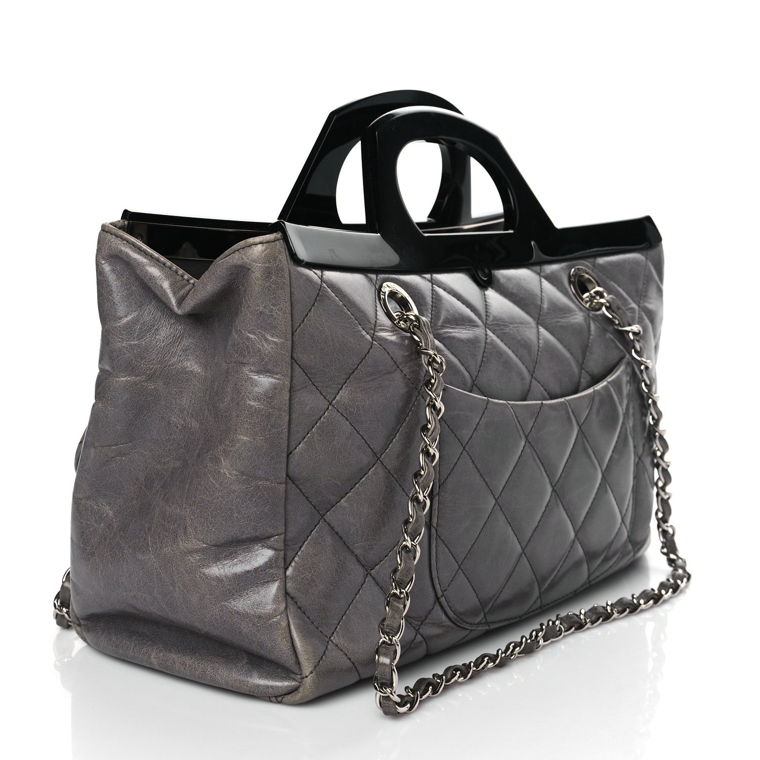 Chanel Glazed Calfskin Quilted Small CC Delivery Tote Grey 3 of 11