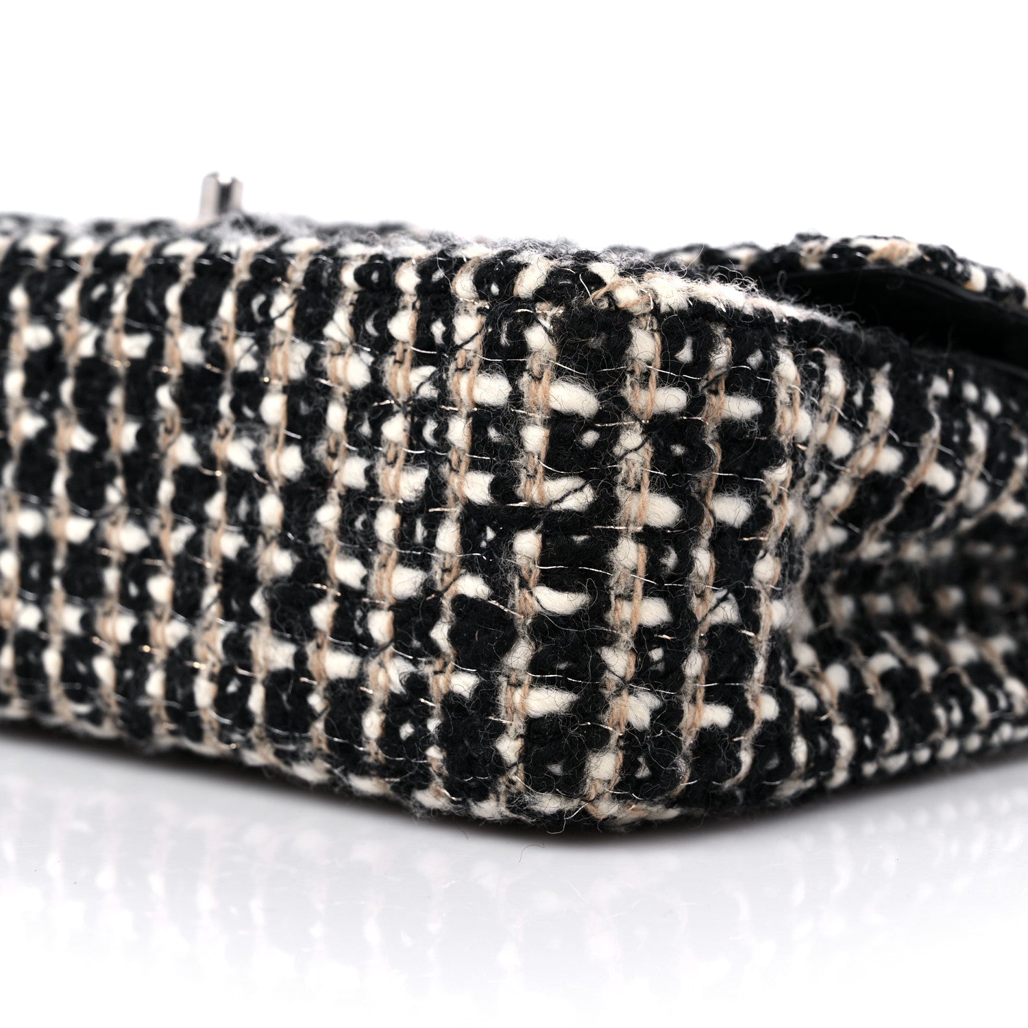Chanel Tweed Quilted Medium Double Flap Black Multicolor 10 of 14