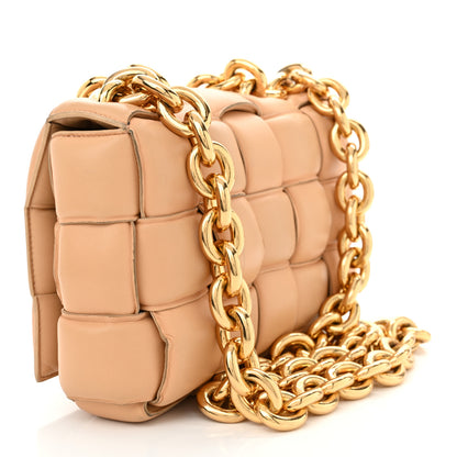 Bottega Veneta Lambskin Maxi Intreccio Padded Chain Cassette Crossbody Bag Almond 3 of 13