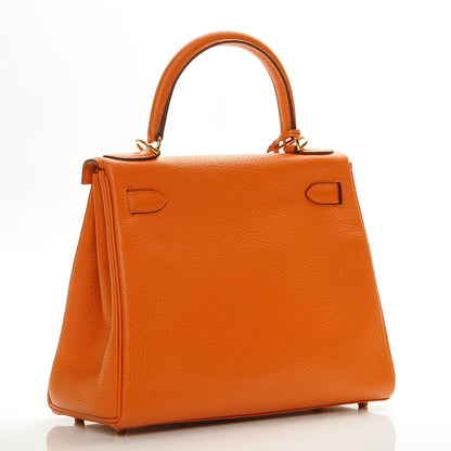 Hermes Taurillon Clemence Kelly Retourne 28 Orange 3 of 24
