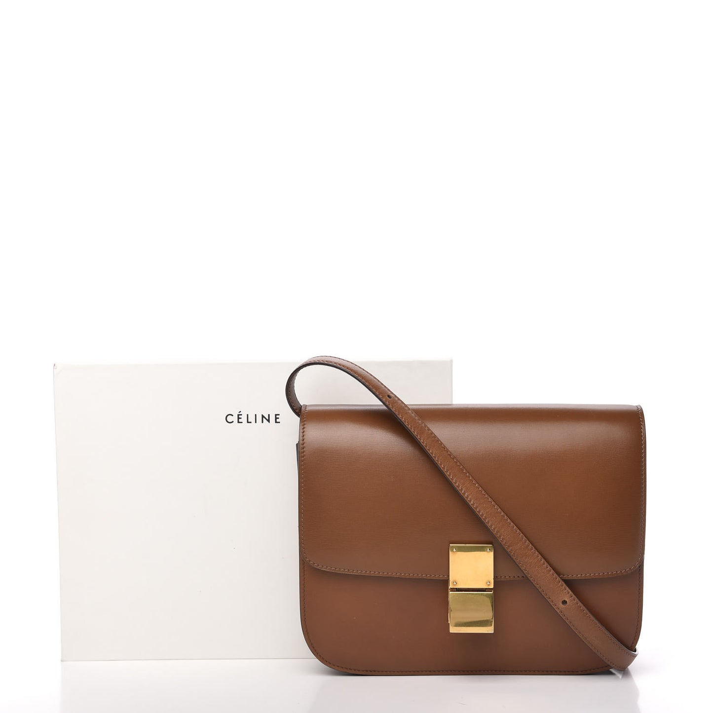 Box Calfskin Medium Classic Box Flap Bag Camel