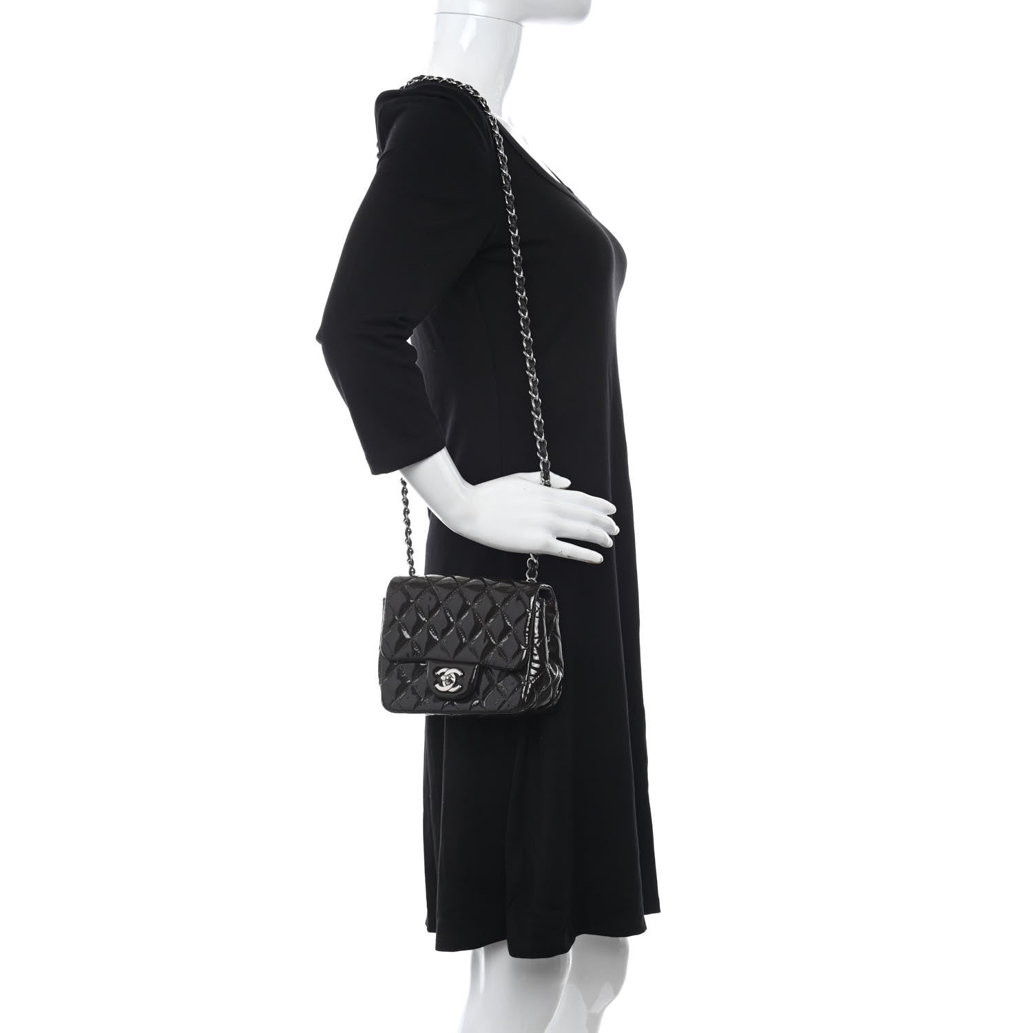 Chanel Patent Quilted Mini Square Flap Purple 2 of 10