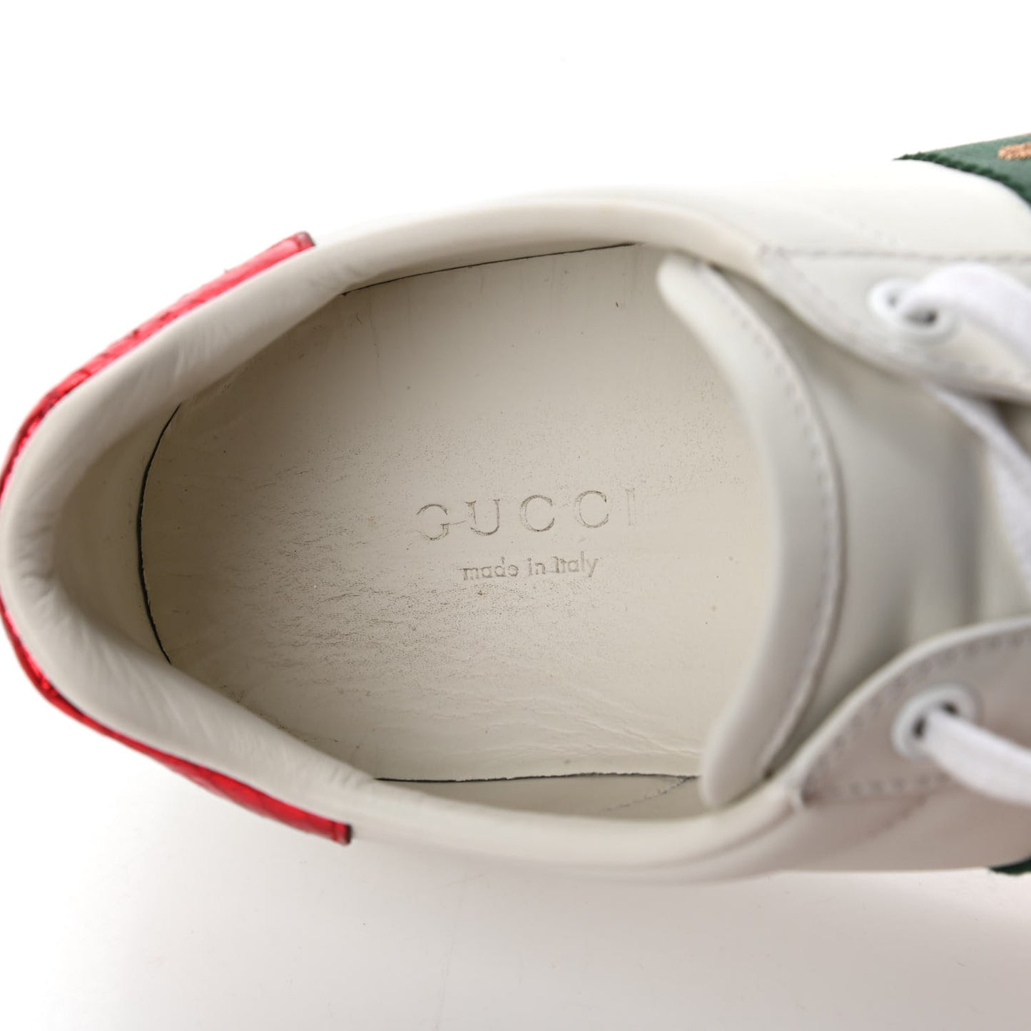 Calfskin Ayers Bee Embroidered Womens Ace Sneakers 37.5 White Green