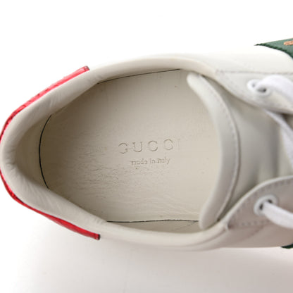 Gucci Calfskin Ayers Bee Embroidered Womens Ace Sneakers 37.5 White Green 7 of 9