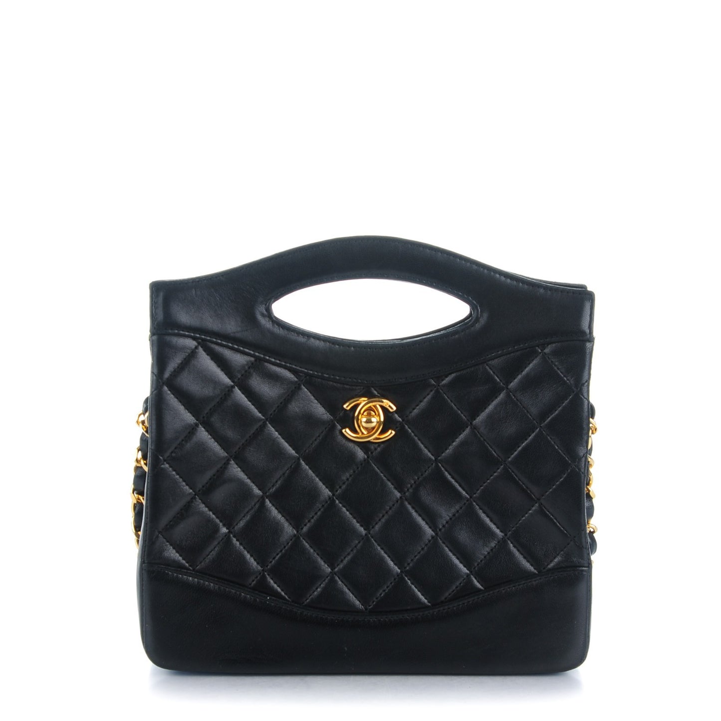 Lambskin Quilted Shoulder Bag Black
