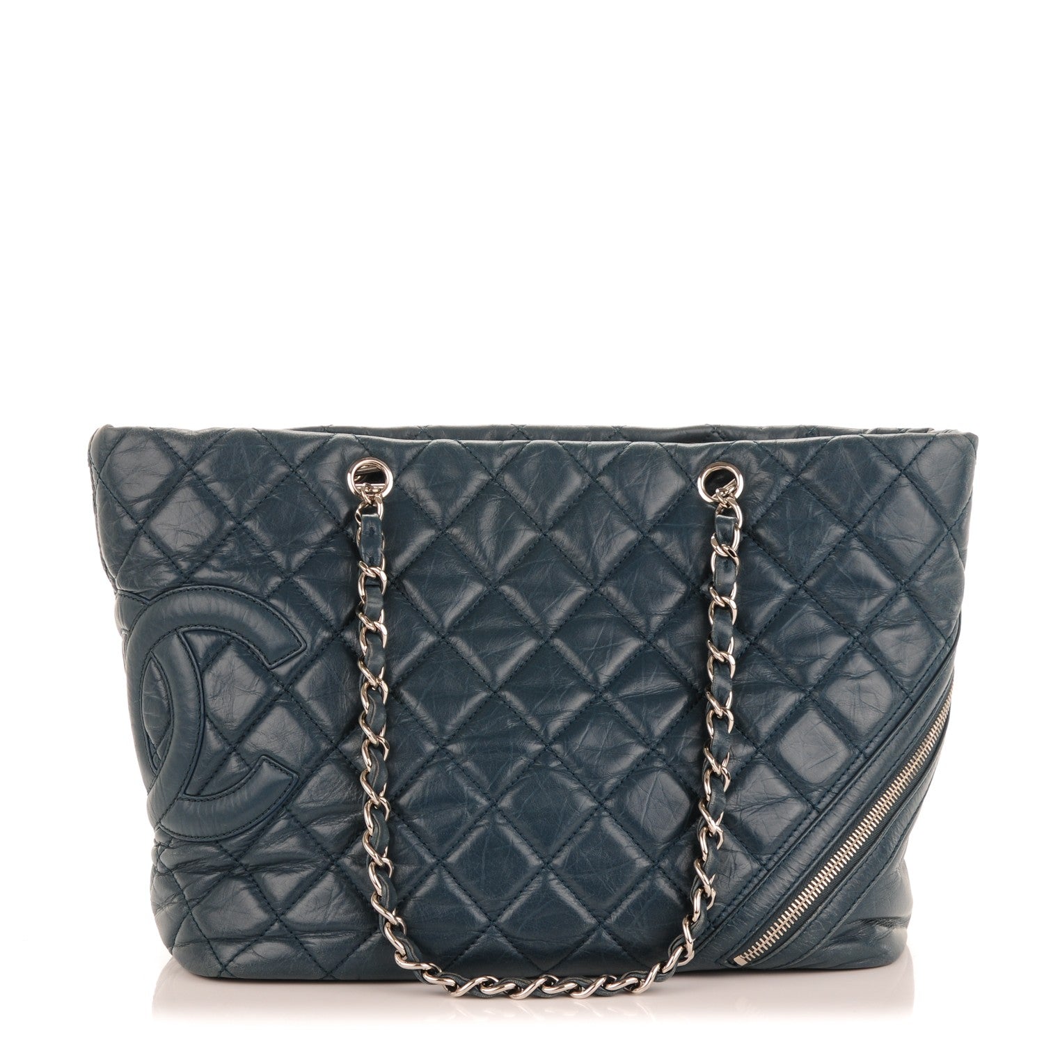 Chanel Aged Calfskin Quilted Large Cotton Club Tote Blue 1 of 7
