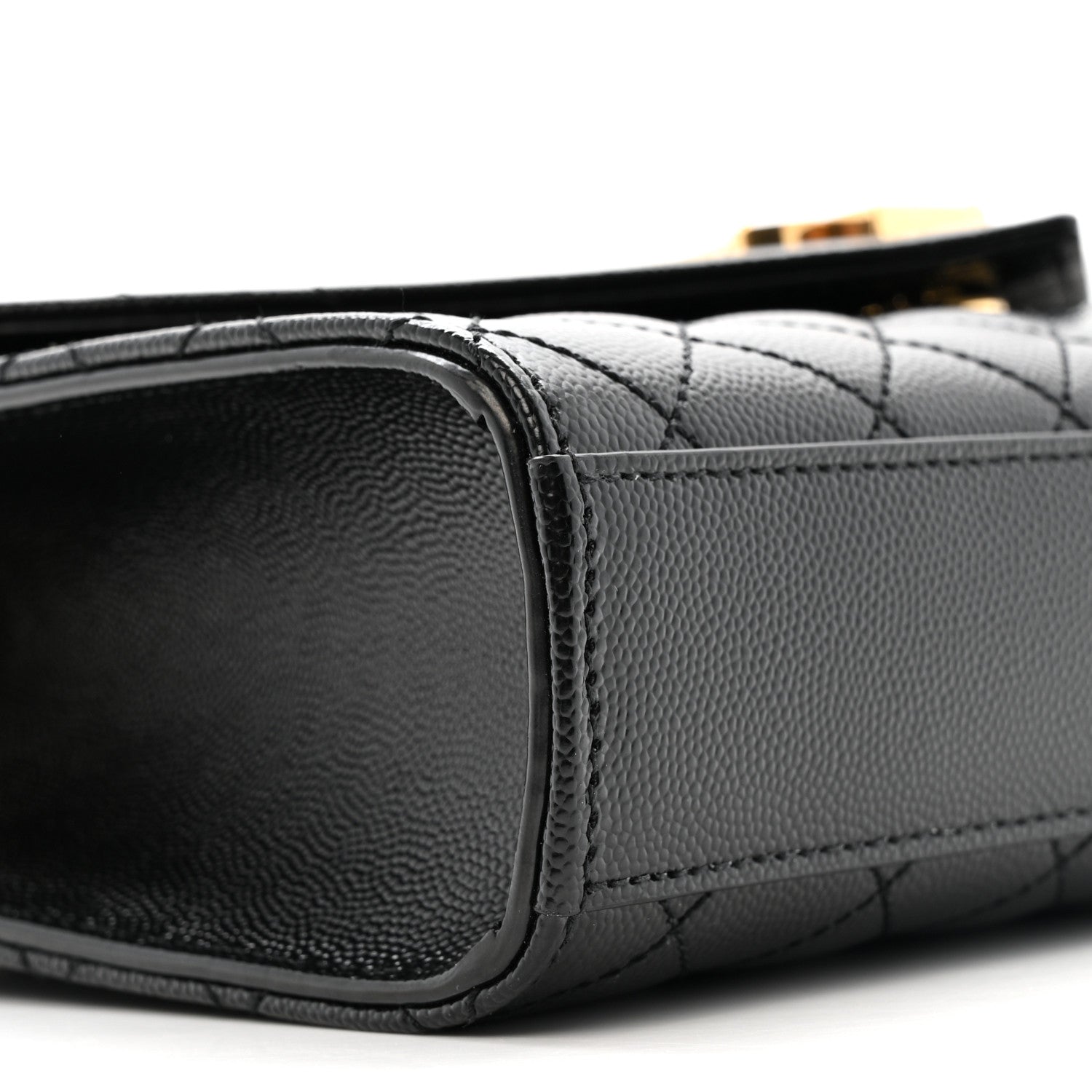 Saint Laurent Grain De Poudre Textured Mixed Matelasse Triquilt Medium Monogram Satchel Black 9 of 12