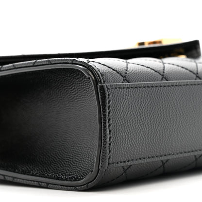 Saint Laurent Grain De Poudre Textured Mixed Matelasse Triquilt Medium Monogram Satchel Black 9 of 12