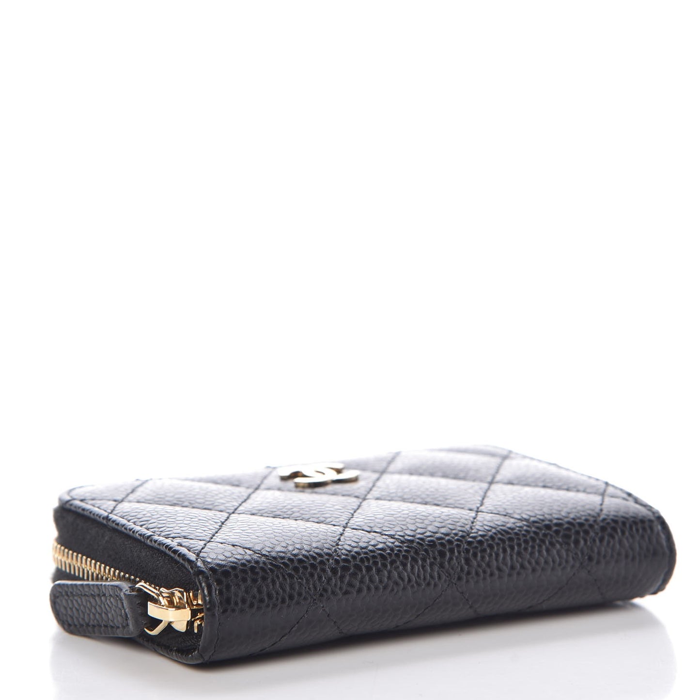 Caviar Quilted Zip Coin Purse Black