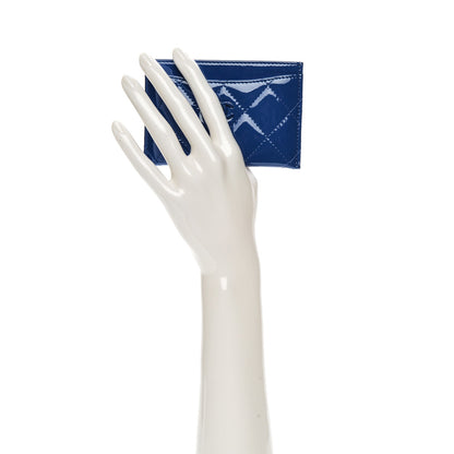 Chanel Patent Quilted Card Holder Blue 2 of 7