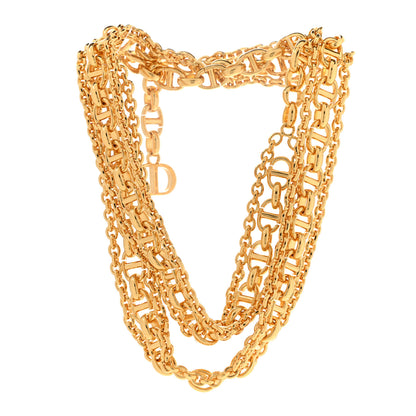 Christian Dior Metal Wide CD Logo Chain Link Choker Necklace Gold 3 of 6