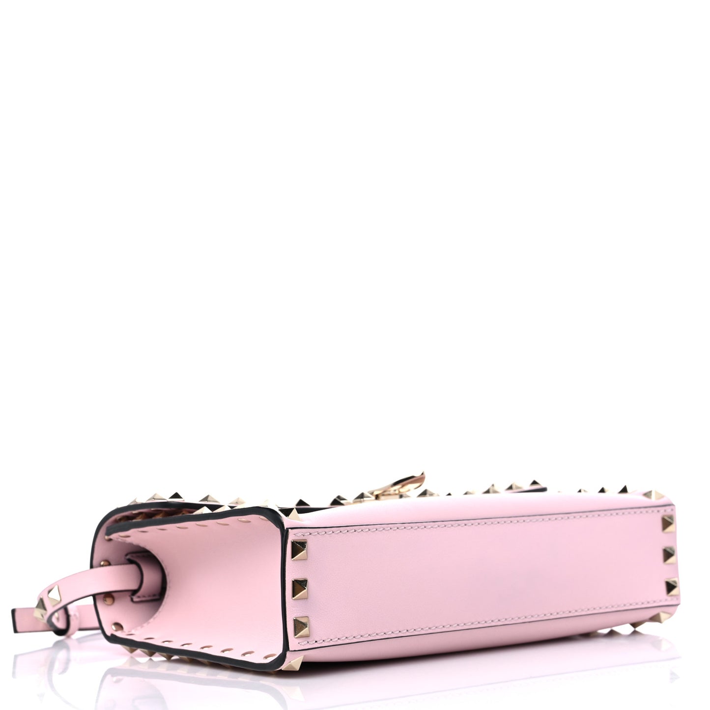 Vitello Medium Rockstud Flip Lock Crossbody Bag Rose Quartz