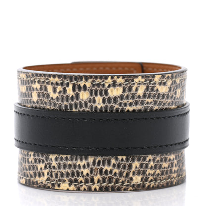 Hermes Lizard Box Manchette Drag Bracelet T3 Ombre Black 3 of 6