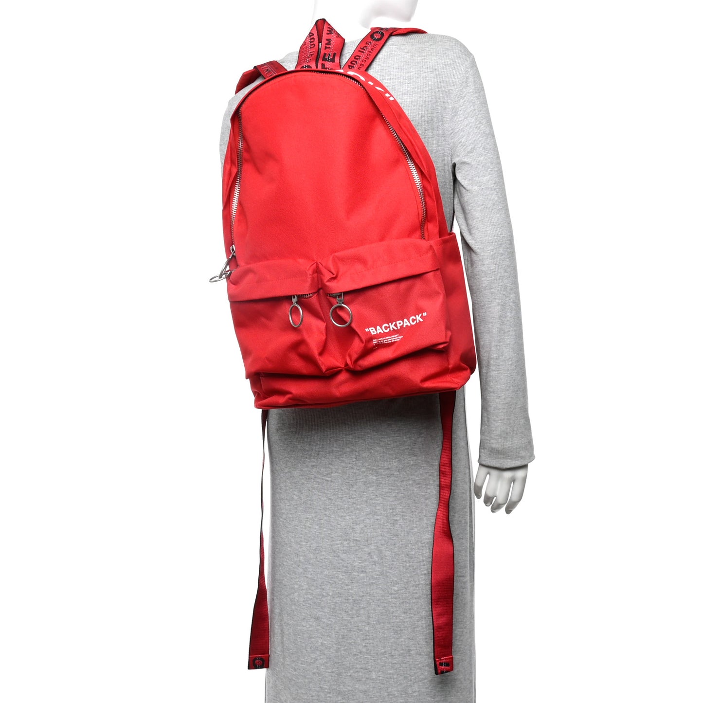 Canvas Quote Backpack Red White