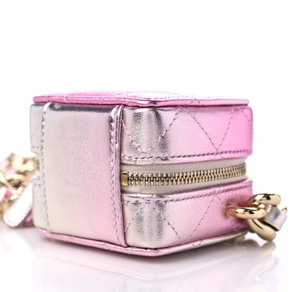 Chanel Gradient Metallic Lambskin Quilted Like A Wallet Clutch With Chain Gold Pink 8 of 9