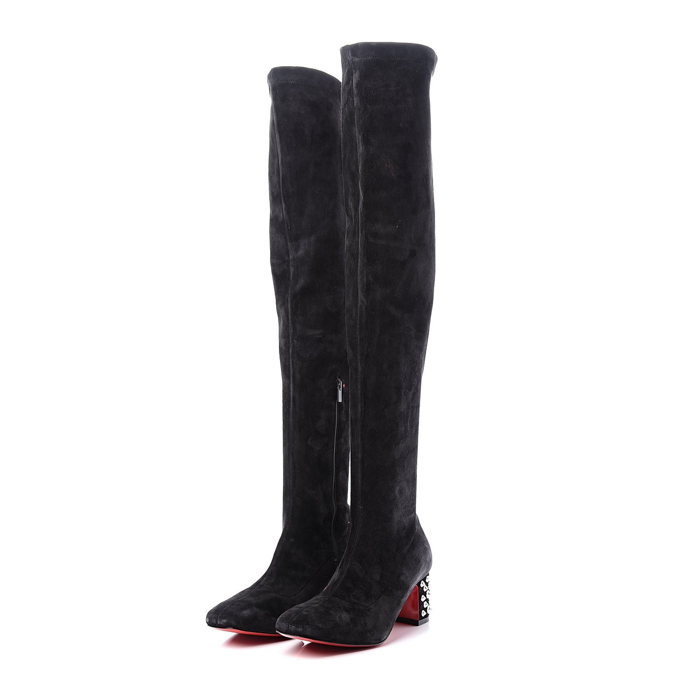 Veau Velours Spiked Study Stretch 55 Over The Knee Boots 40 Black