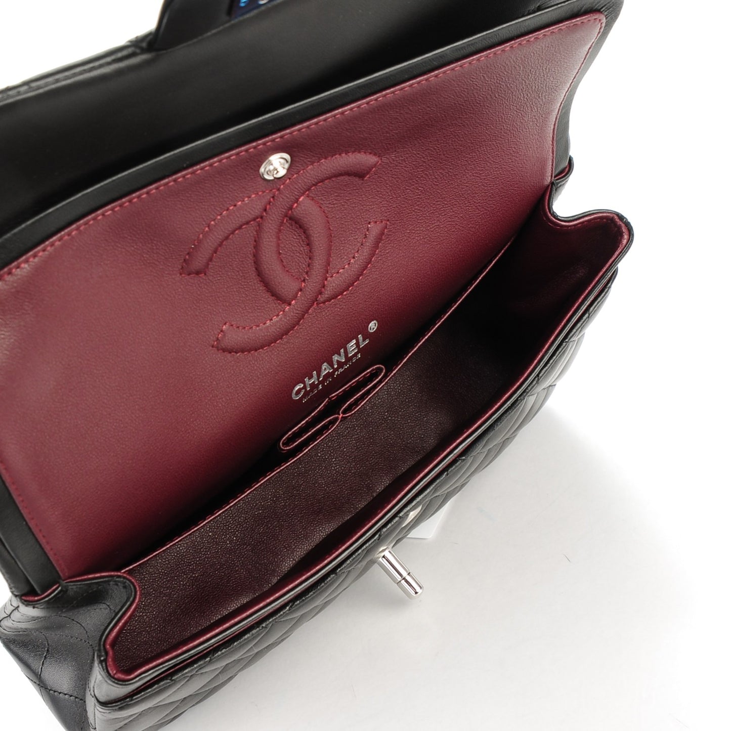 Lambskin Quilted Medium Double Flap Black