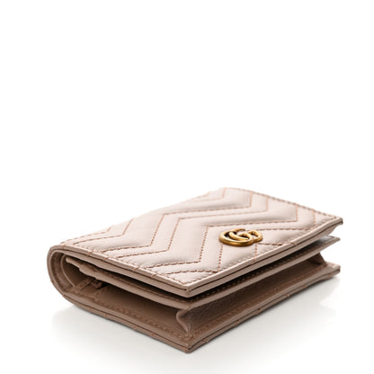 Gucci Calfskin Matelasse GG Marmont Card Case Wallet Porcelain Rose 4 of 8