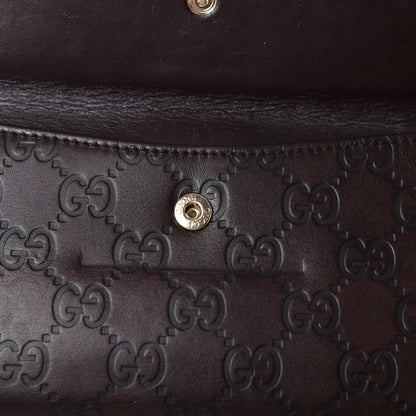 Gucci Guccissima Margaux Calfskin Metal Bar Continental Flap Wallet Chocolate 6 of 8