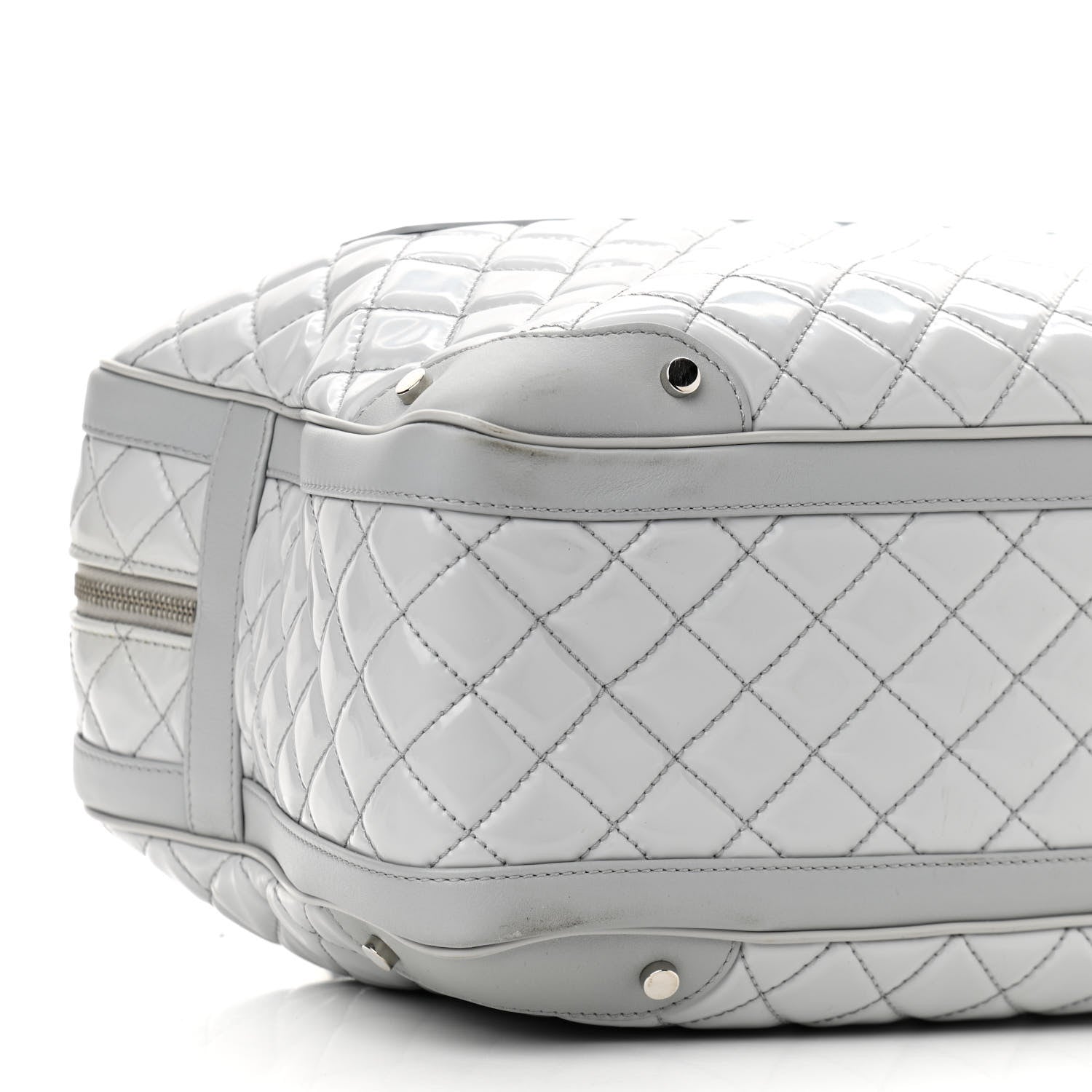 Chanel Vinyl Calfskin Viaggio Travel Bag Light Grey 9 of 11