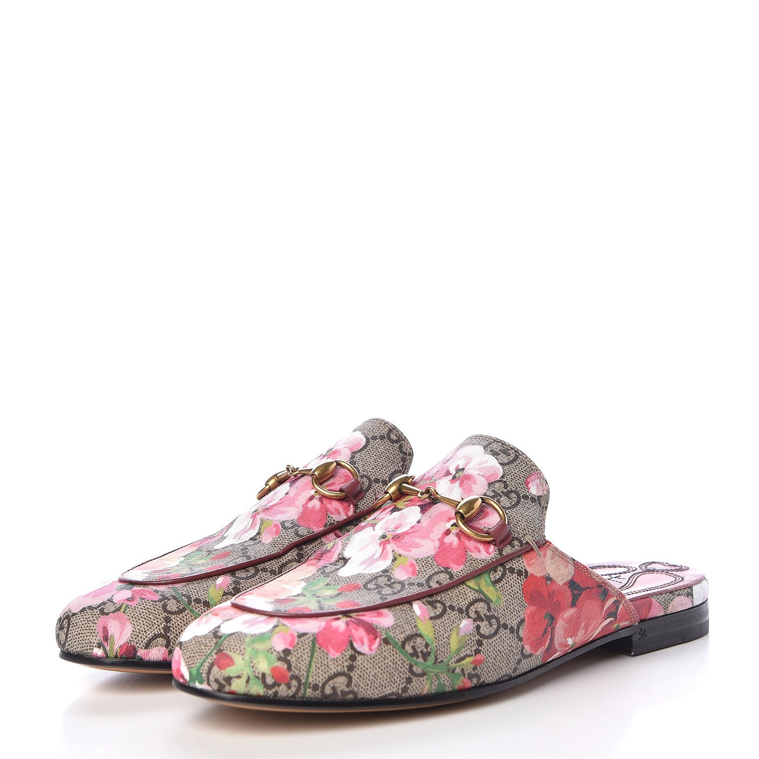 Gucci GG Supreme Monogram Blooms Womens Princetown Slippers 36.5 Beige Multicolor Dry Rose 2 of 11
