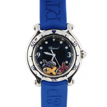 Chopard Stainless Steel Rubber Ruby Yellow Blue Sapphire 33mm Happy Sport Beach Fish Quartz Watch Black 1 of 6