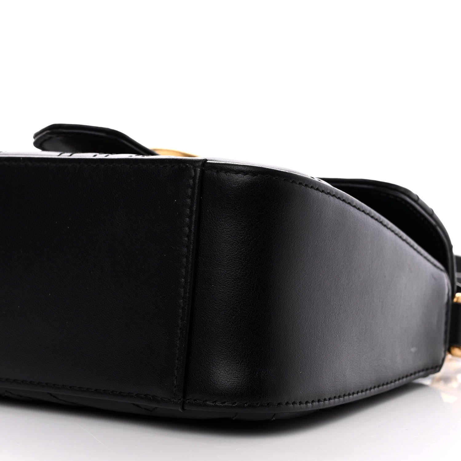 Gucci Calfskin Matelasse Mini GG Marmont Top Handle Shoulder Bag Black 10 of 12