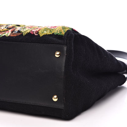 Fendi Canvas Embroidered Large Peekaboo Iconic Satchel Black Multicolor 12 of 12