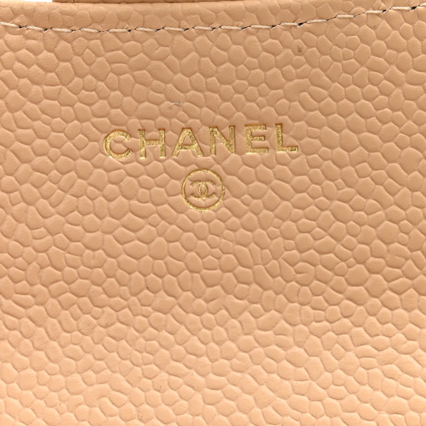 Caviar Quilted Flap Card Holder Wallet Beige