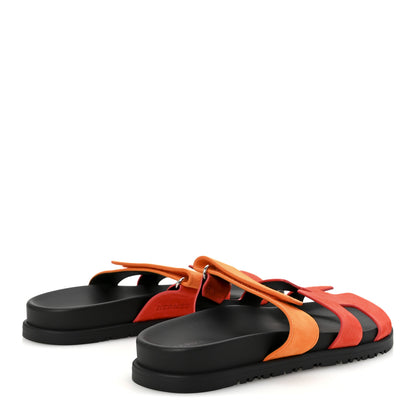 Hermes Suede Goatskin Womens Chypre Sandals 38 Rouge Ecarlate 5 of 9