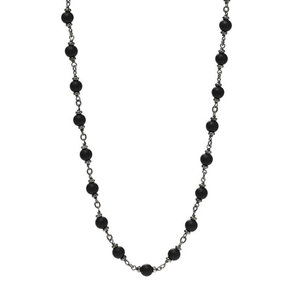 David Yurman Sterling Silver Black Onyx 6.5mm Spiritual Beads Necklace 1 of 5