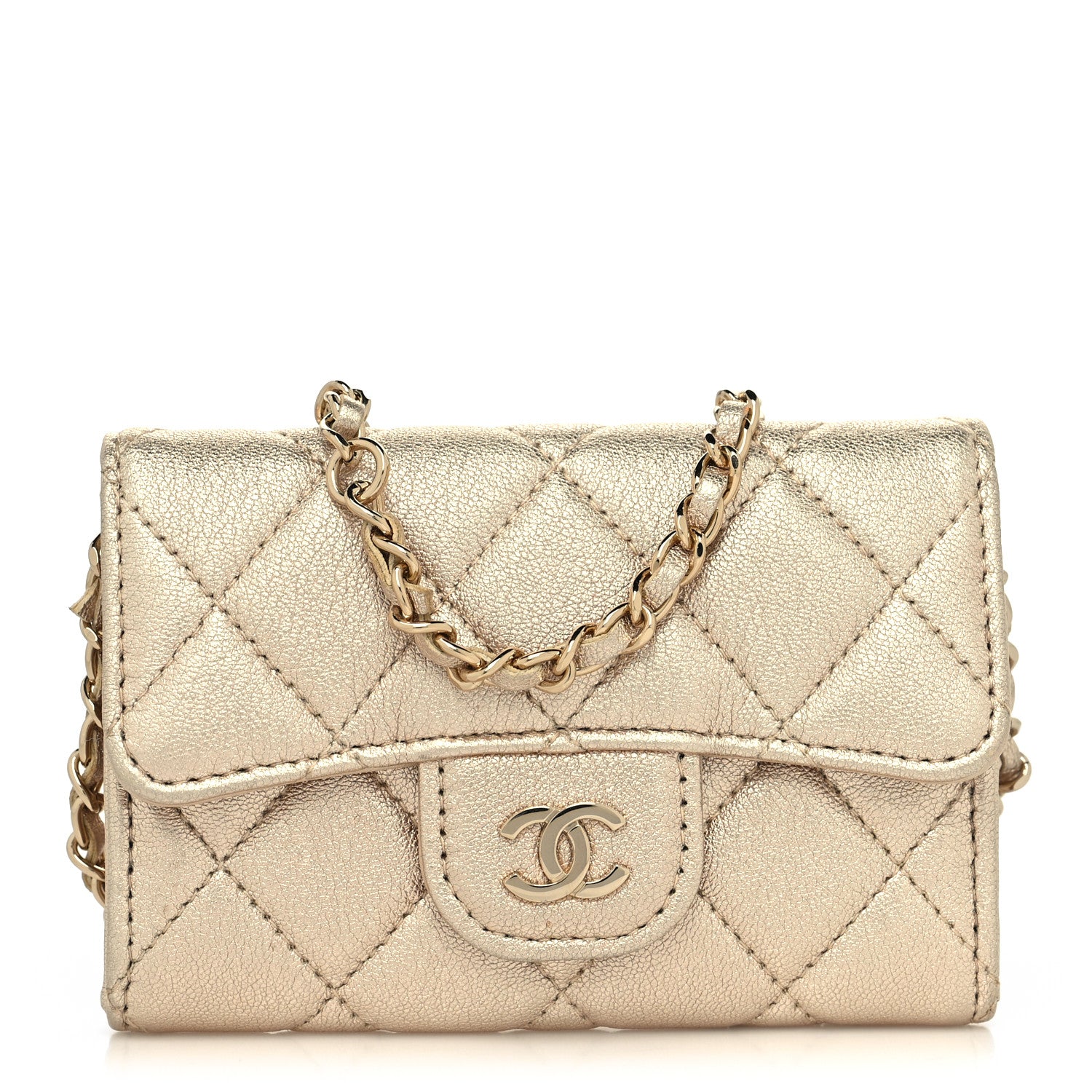 Chanel Metallic Lambskin Quilted Belt Bag Gold Gold 1 of 11