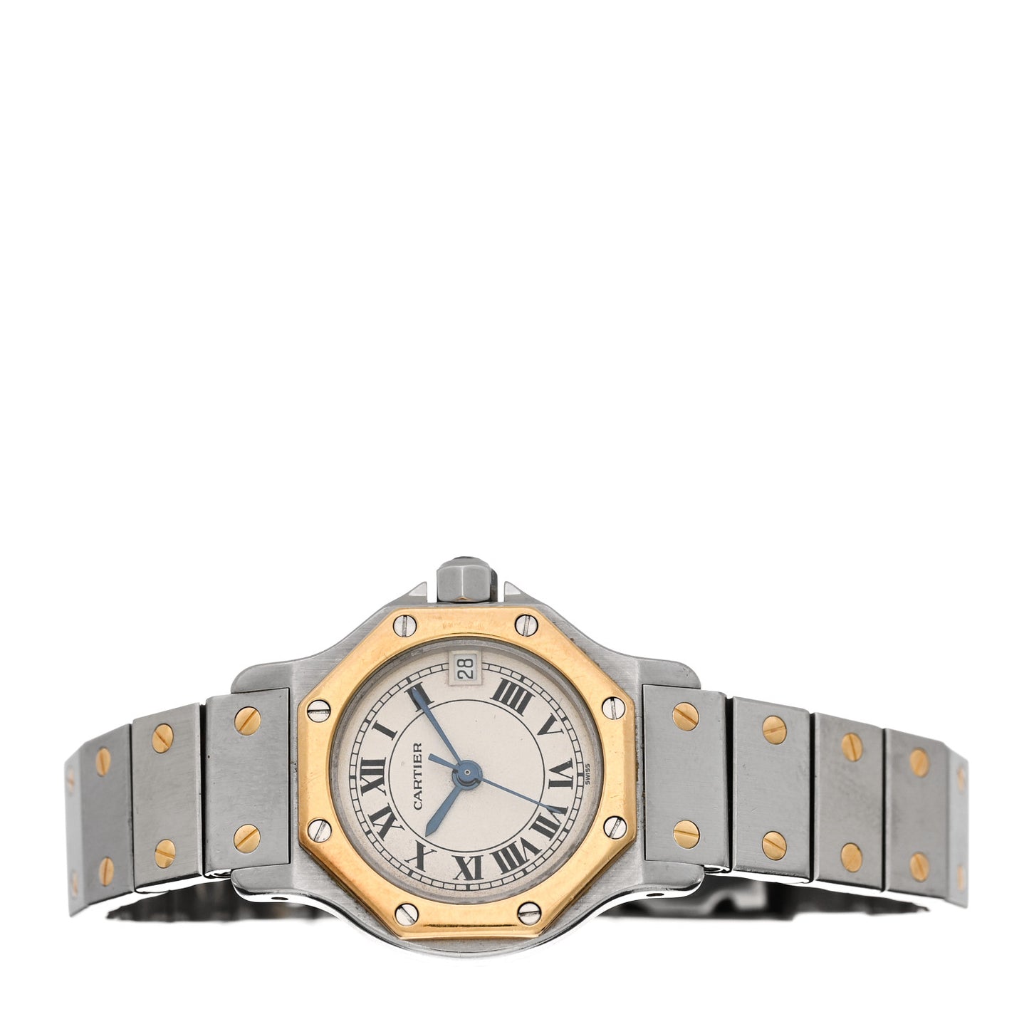 Stainless Steel 18K Yellow Gold 25mm Santos Octagon Quartz Watch