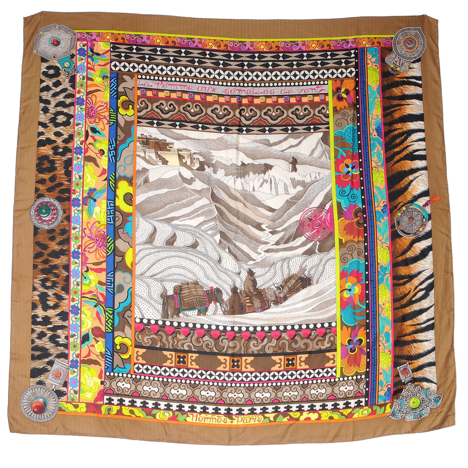 Hermes Cashmere Silk La Femme Aux Semelles de Vent Shawl GM 140 2 of 5