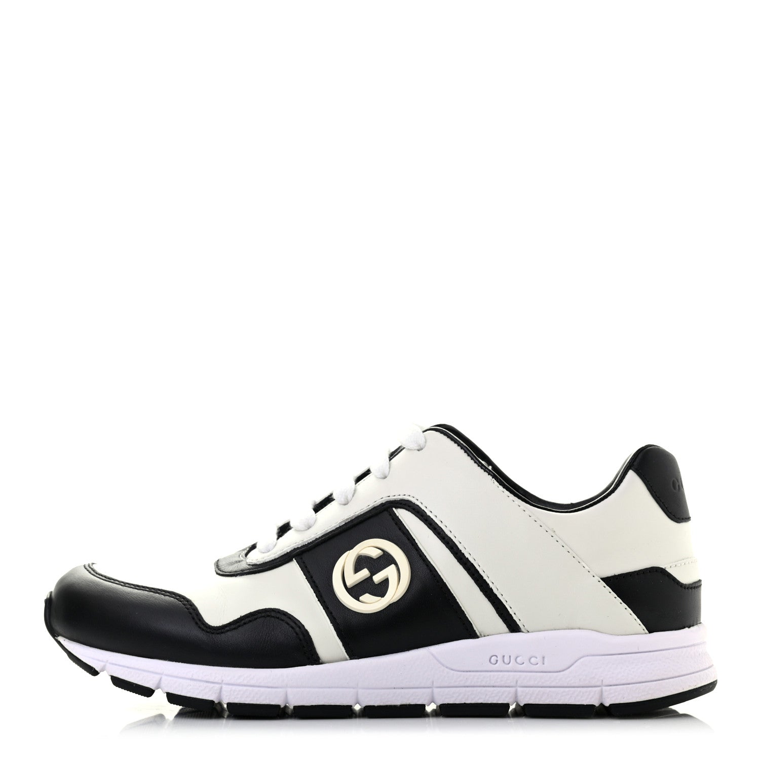 Gucci Calfskin Womens Interlocking G Sneakers 36.5 Black White 1 of 7